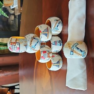 Dansk Nautical Themed Napkin Rings, Set of 8